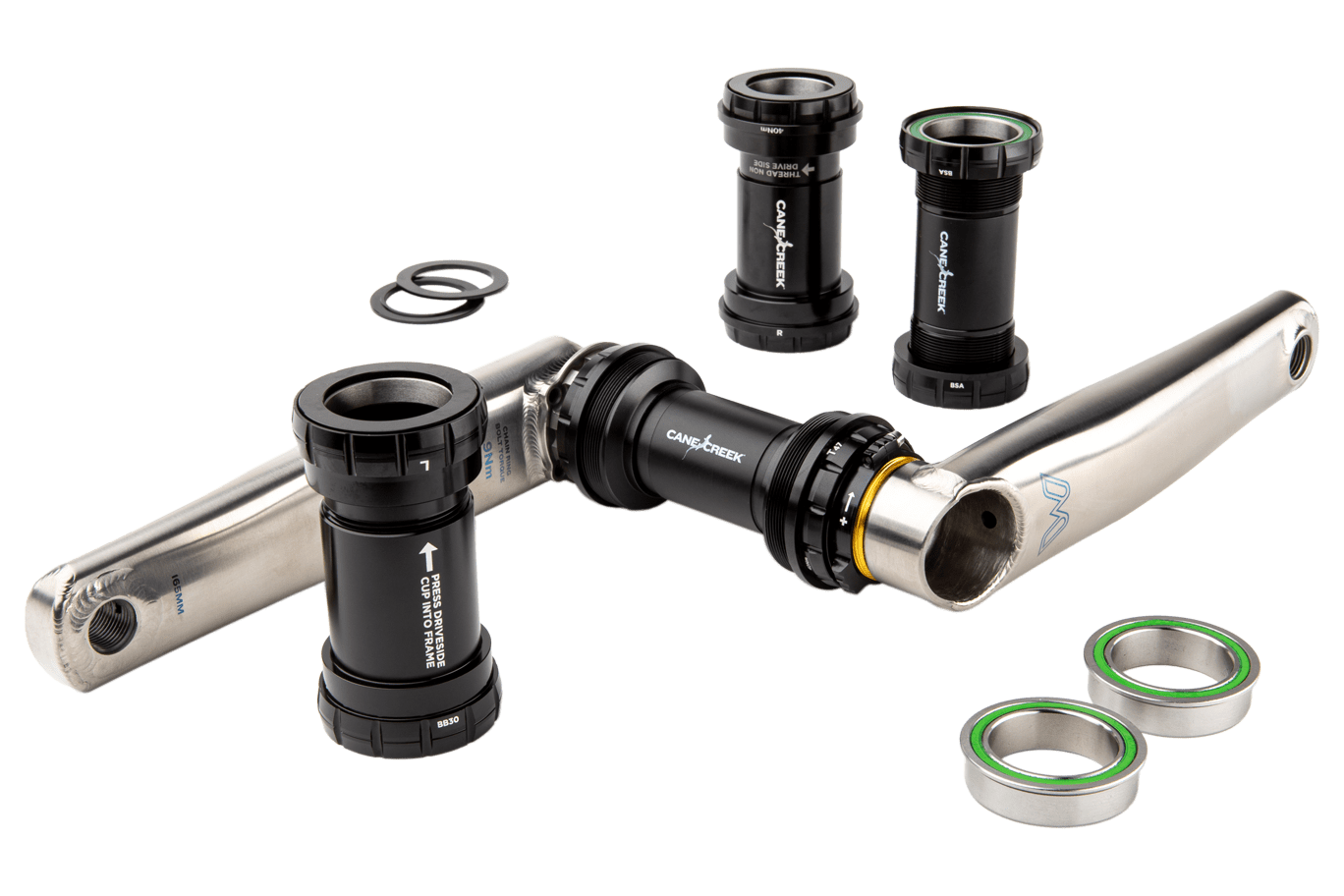 Hellbender 70 bottom bracket family with BB30, BSA and T47 Cups