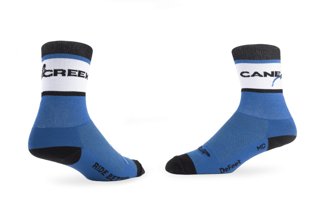blue black and white cane creek socks